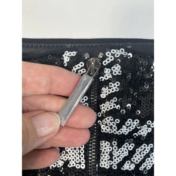 Ted Baker 4 Black White Hoopss Checkered Sequin Mini Skirt Size 12 US Windowpane - Picture 6 of 16